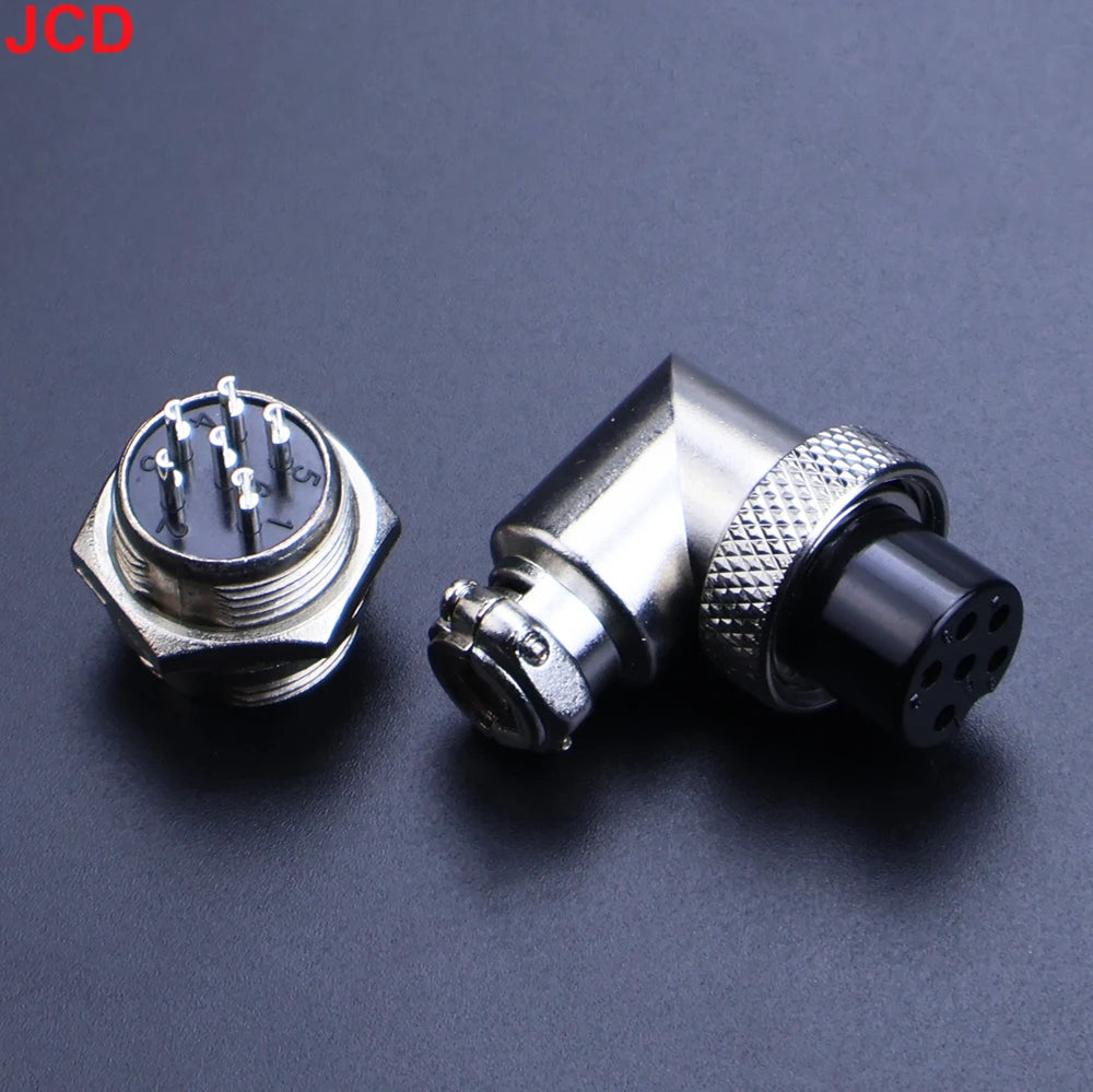 JCD GX16 90 Degree Right Angle 16mm Aviation Connector Elbow M16-2 3 4 5 6 7 8 9 10 Pin Female Plug Male Chassis Mount Socket