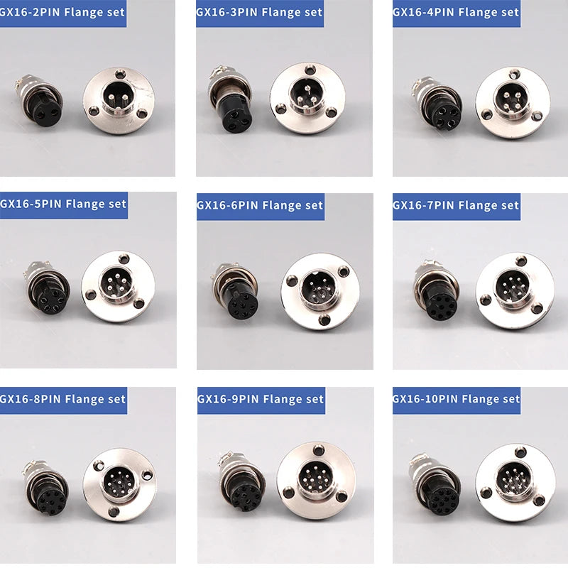 5Set Panel Mount GX12/16/20 Aviator Connector 2 3 4 5 6 7 8 9 10 12Pin Male Female Aviation Plug Socket for Industrial Equipment