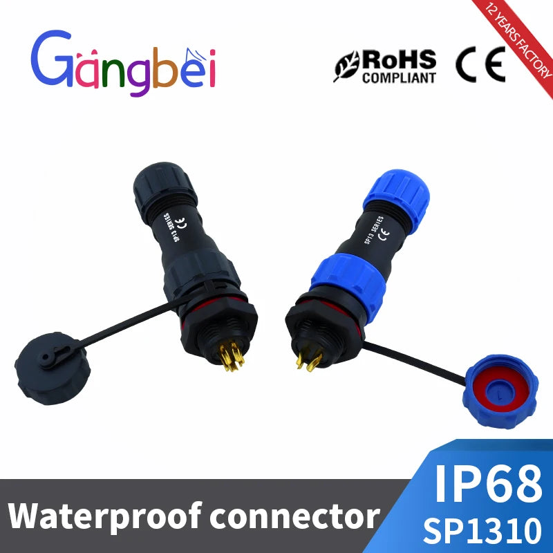 SP13 Waterproof Connector Male Plug & Female Socket Panel Mount Wire Cable Connector Aviation Plug IP68 2/3/4/5/6/7/9 Pin GBDQA