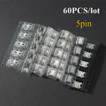 60pcs Socket Connector 5Pin Micro USB Socket Connectors Assortment Set 12 Models SMD DIP Electronics Kit