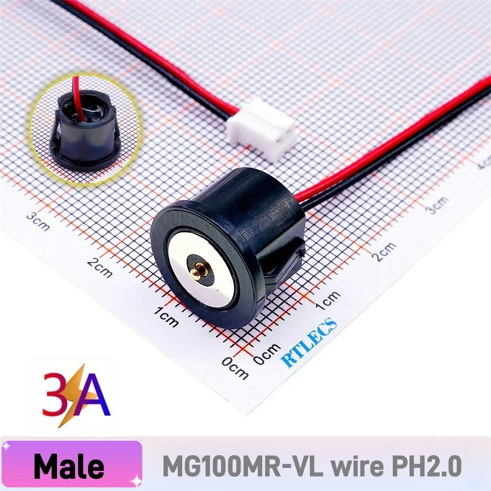 Circular High Current 3A 12V Magnetic Connector Threaded Panel Mount Holes Self-Locking Waterproof Terminals Charging Wire PH2.0