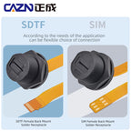 Waterproof Connector SIM Card Threaded Back Mounted Female Solder Socket With 20cm FPC Cable