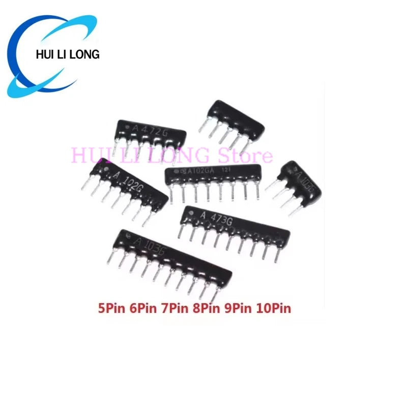 20pcs Resistor Network A05 A06 A07 A08 A10 A09-103G 10K 100K 1K 4K7 470R 330R 220R 100R Ohm DIP 9pin 10pin 7pin 5pin