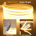 Wall Touch Wifi Bluetooth COB LED Neon Strip Light 220V Dimmable 23key Remote Control Power Kit AC 220V 288LED/m Waterproof Rope