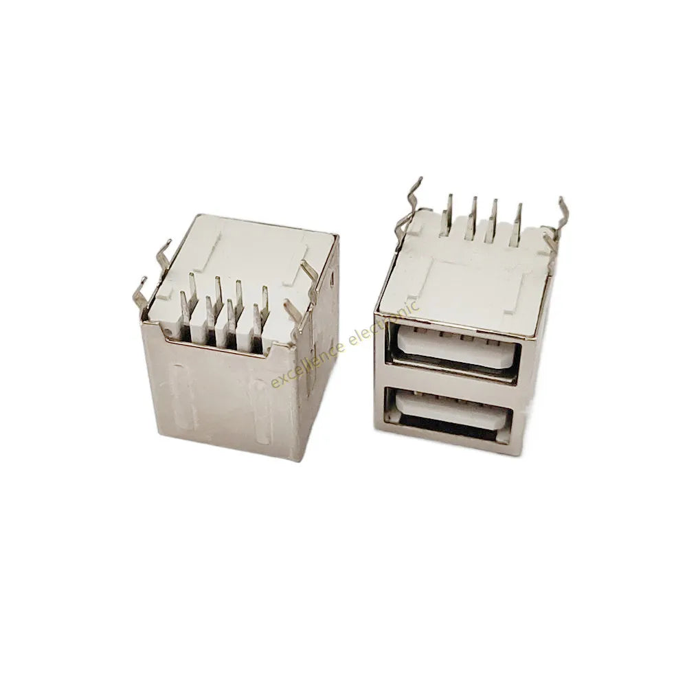 5/10Pcs Double USB Type A Female Solder Jacks Connector PCB Socket USB-A Type 90 Degrees / 180 Degrees Adapter