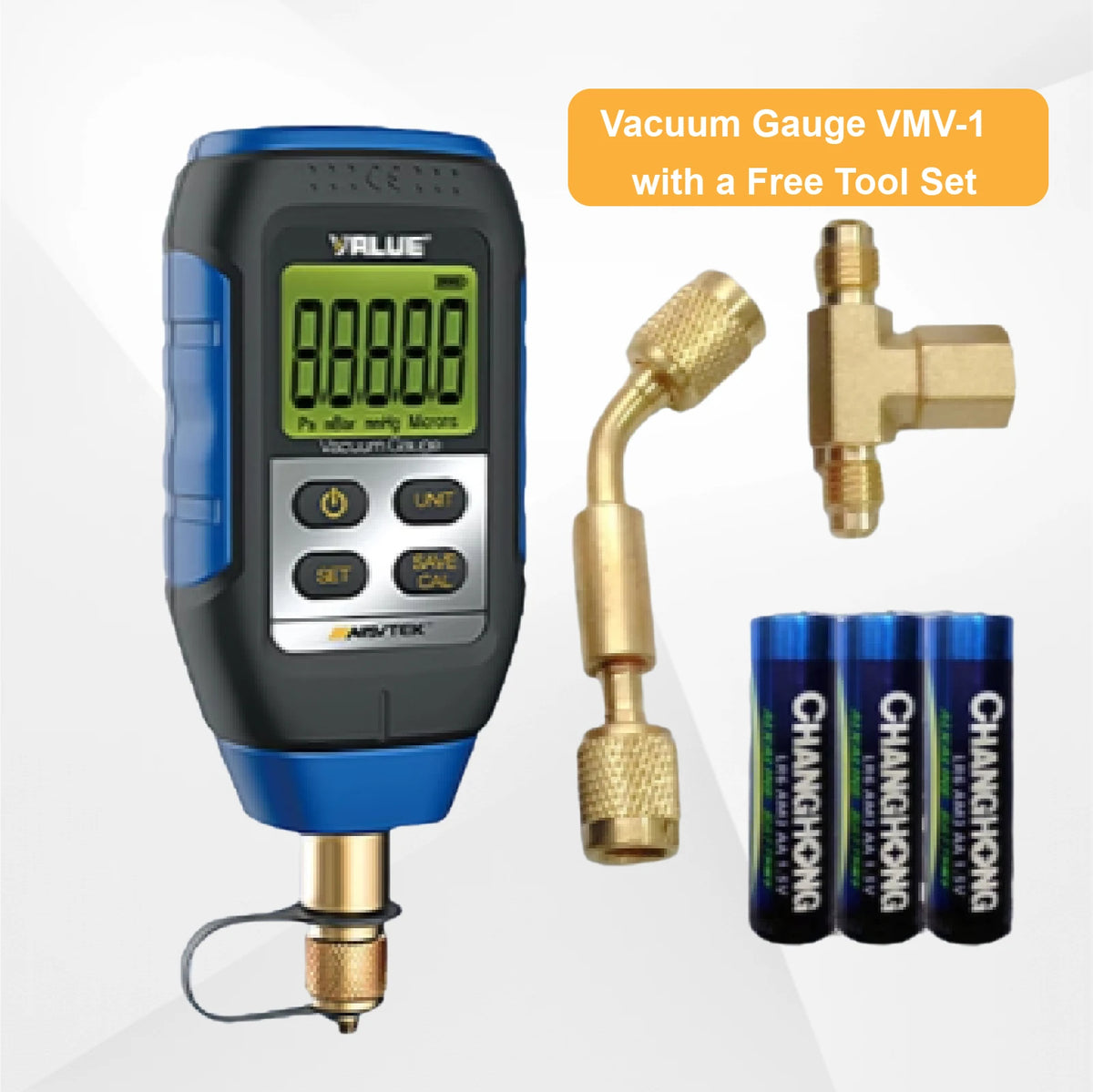 VMV-1 Precision Digital Vacuum Gauge Handheld Portable Vacuum Pressure Gauge Digital Display Electronic Vacuum Manometer