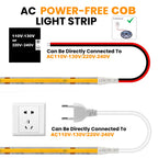 COB LED Strip Light Power Kit 220V 110V AC 3000K 4000K 6000K 2pin 240LEDs/m with IC Driver IP20 8mm PCB Dimmable Linear Lighting