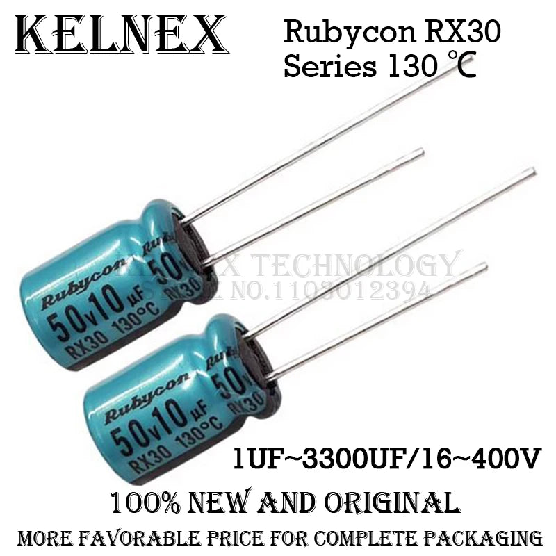 10pcs/Lot Rubycon RX30 Series 130 ℃ DEC Degree Electrolytic Capacitor 16V 25V 35V 50V 63V 100V 400V 10UF 47UF 220UF 330UF 470UF