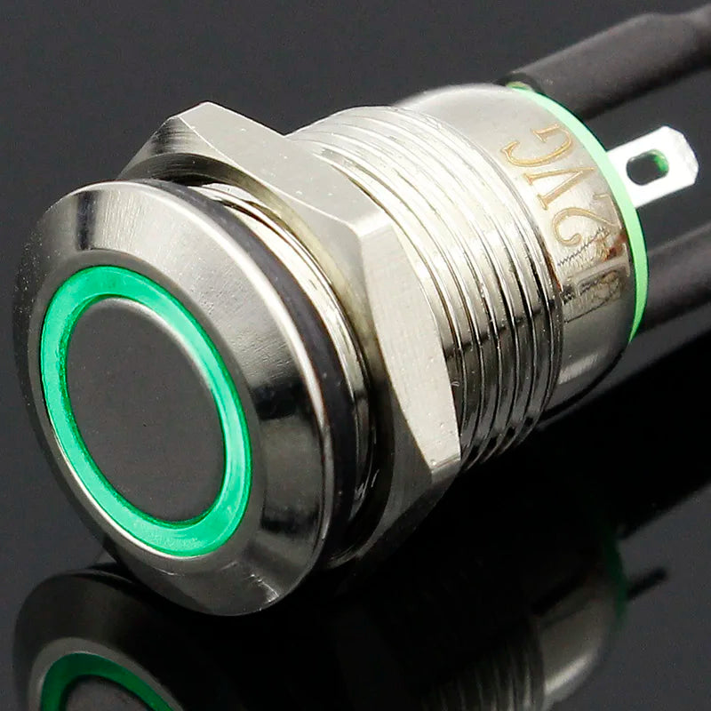 1PC 12MM with LED 3V 5V 12V 24V 220V Metal Button Switch Momentary push button auto reset waterproof illuminated