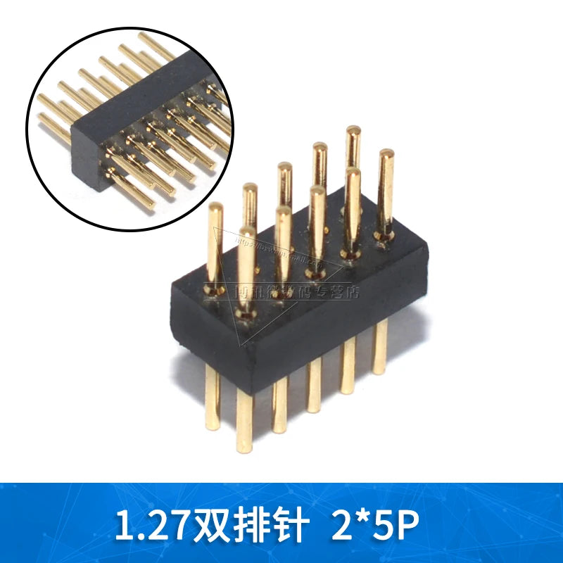 5Pcs 1.27mm Pitch Round Hole Pin Header Male Female Single Double Row Pin Gold Plated 2P 3P 4P-6Pin PCB Board Connector