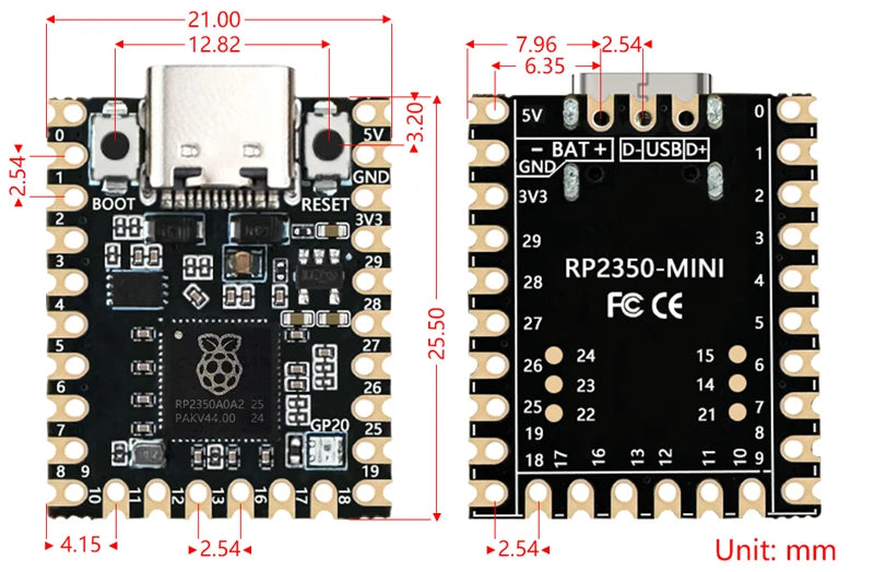 RP2350 MINI Raspberry PI Pico2 RP2350-MINI Mini development board Pico2 RP2350