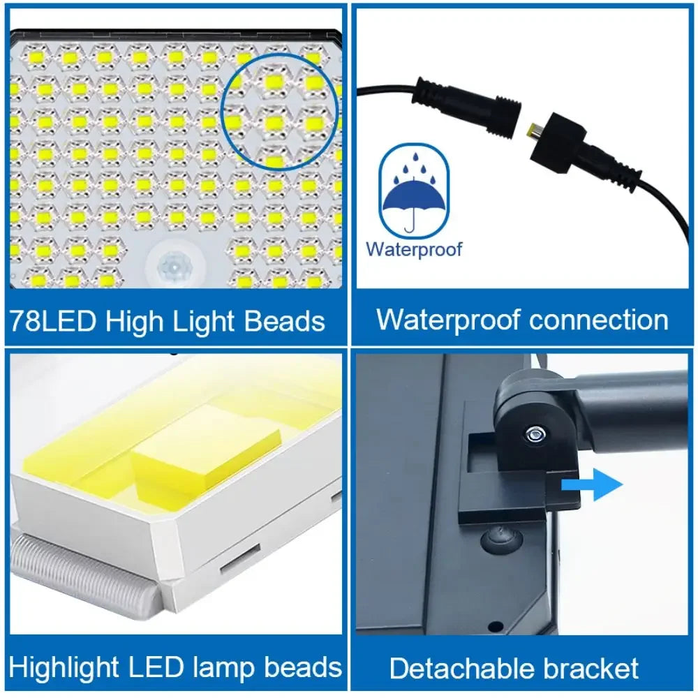 280/234/106 LED Solar Wall Lights Outdoor Motion Sensor Solar Flood Street Lamp with Adjustable Lighting Head For Street Gardens
