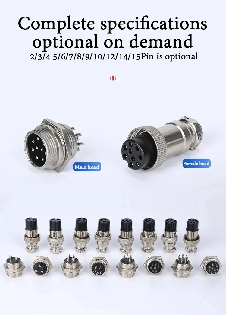5pcs GX12 GX16 GX20 2 3 4 5 6 7 8 9 10 12 14 15 Pin Docking Aviation Plug Socket Circular Connector