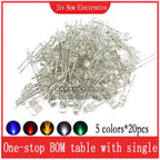 3mm 5mm LED Diode Assorted Kit White Green Red Blue Yellow Orange F3 F5 Leds Light Emitting Diodes Electronic Kit