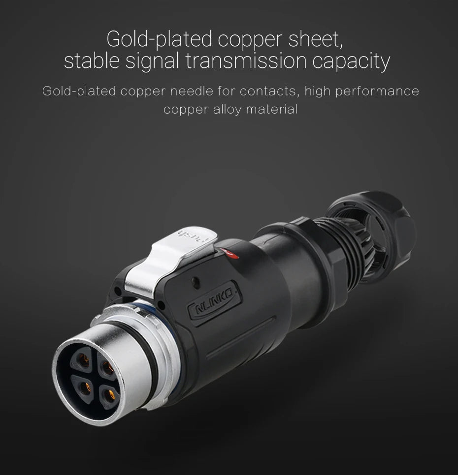 Cnlinko LP24 Plastic IP67 Waterproof 3pin Aviation Electric Plug Socket AC500V 25A Power Connector for Circular Wire Connection