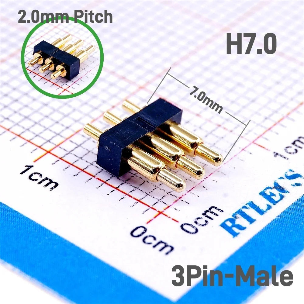Spring-Loaded Pogo Pin Connector 2.0 mm Pitch 2 3 4 5 6 Pins Through Holes PCB SMD Height 3 4 4.5 7 mm Modular Contact Strip