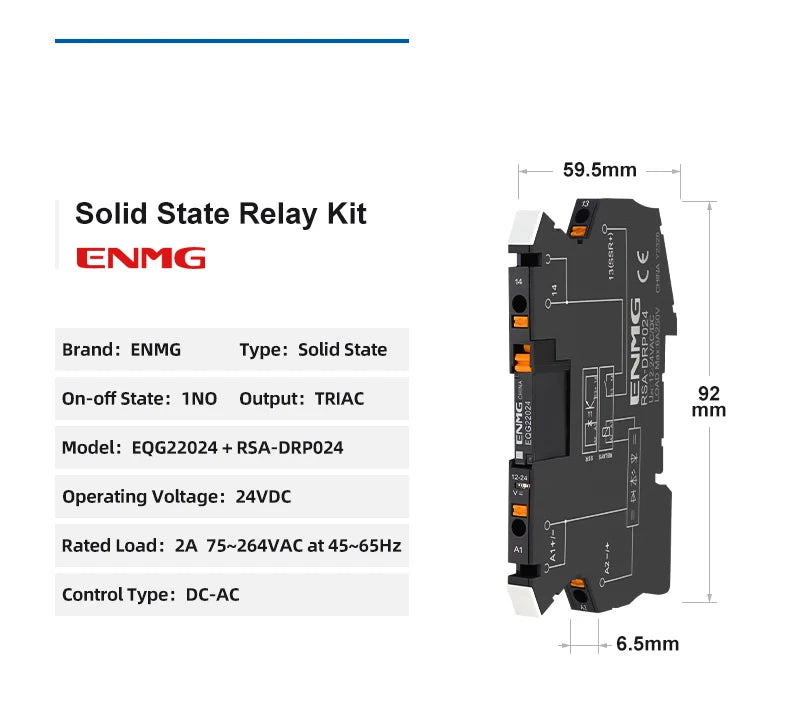 ENMG Ultra-Slim Intermediate Relay APAN3124, DC-to-DC 24VDC  1NO (Normally Open) Kit Solid State Electromagnetic Relay