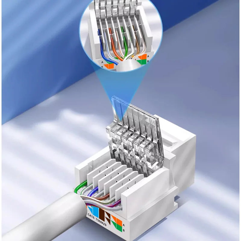 RJ45 Network Cable Panel Socket CAT7 CAT6 CAT5E RJ45 Solderless Network Module Connector Metal Shielded Network Cable Extender