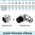GX16 90 Degree Right Angle 16mm Aviation Connector Elbow M16-2 3 4 5 6 7 8 9 10 Pin  Female Plug Male Chassis Mount Socket