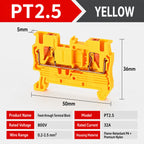 1-50Pcs PT2.5 Feed Through Terminal Block Push In Spring Connector 800V 32A 0.2-2.5mm2 DIN Rail NS35 Screwless Electrical Wiring