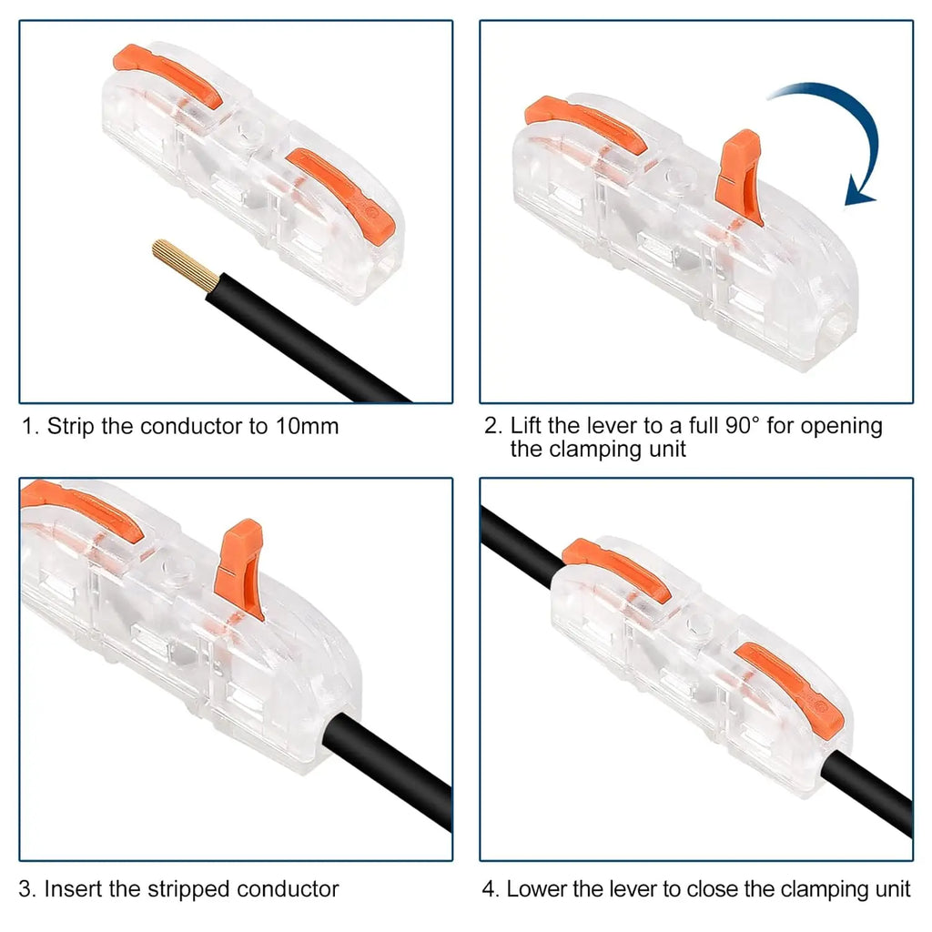 10/50 PCS Mini Fast Wiring Connectors Universal Compact Lever Crimp Splitter Electrical Conductors Push-in Home Terminal Block