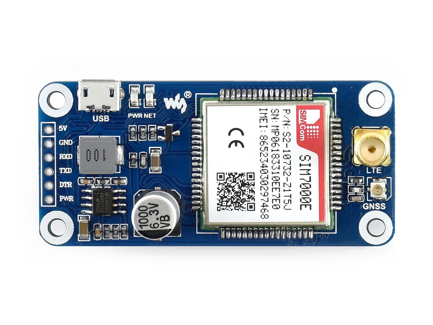 Waveshare NB-IoT / eMTC / EDGE / GPRS / GNSS HAT Based On SIM7000E for Raspberry Pi for Europe Africa Australia Southeast Asia