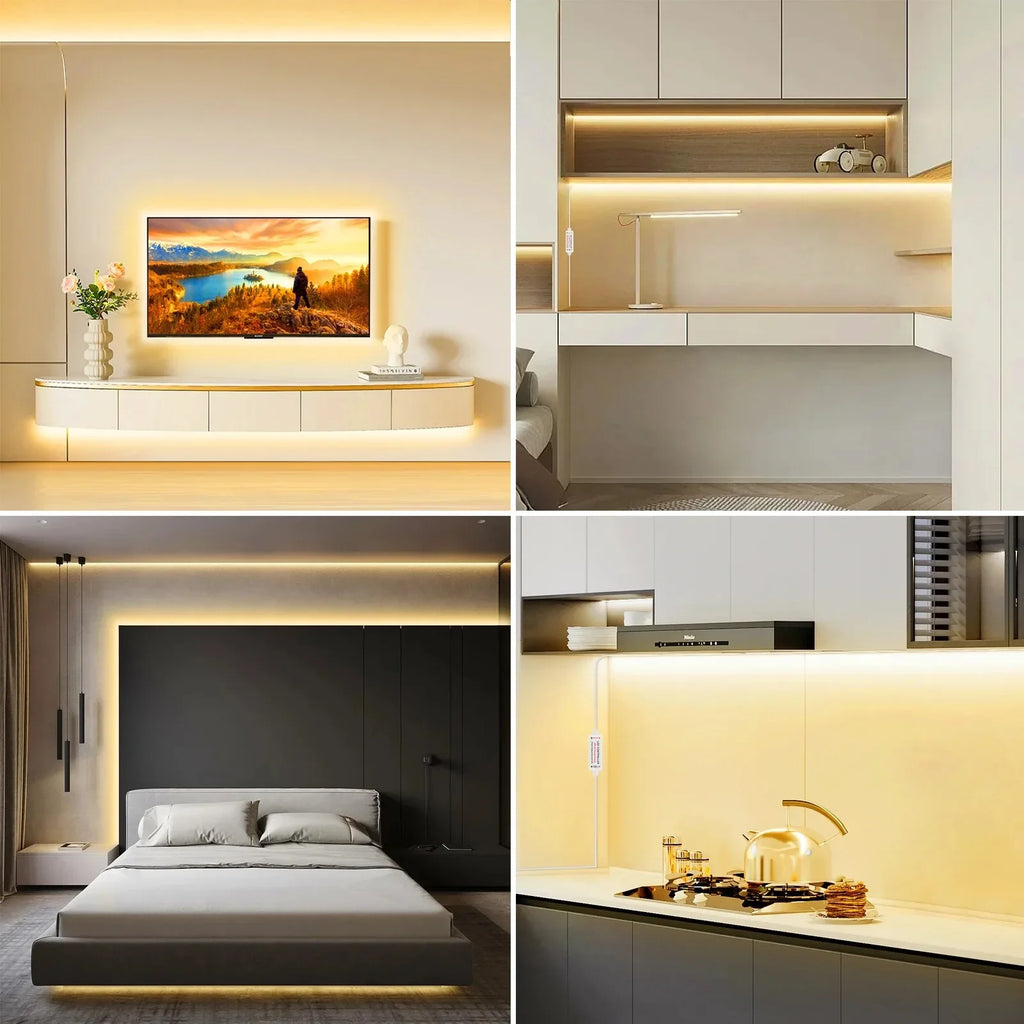 LED COB Light Strip Touch Dimmer Flexible Diode Tape 5V USB Linear Indoor Lighting Lamp Room DIY TV Mirror Backlight Wall Decor