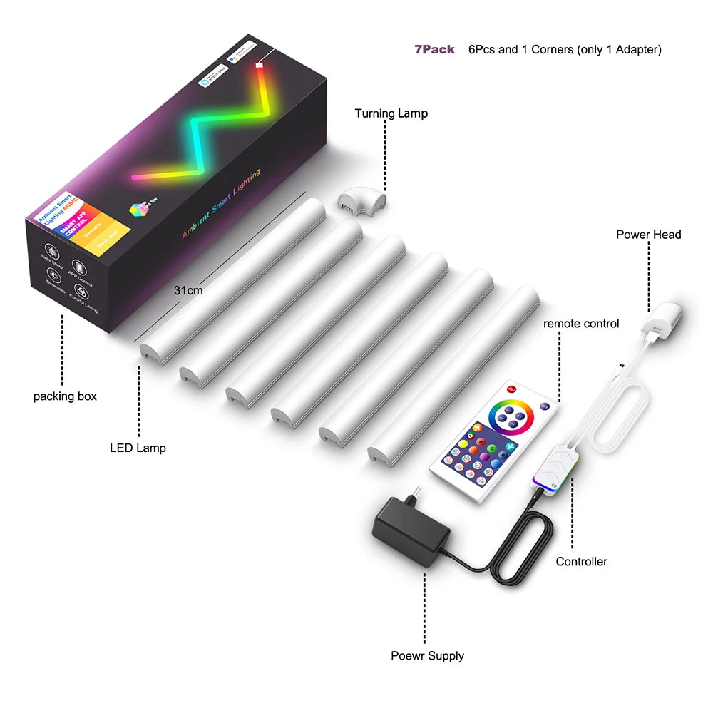 DC12V Creative BT/TUYA WiFi Splicable Remote Control Bedside Indoor Smart RGB Graffiti Net Red Atmospheric Wall Lamp