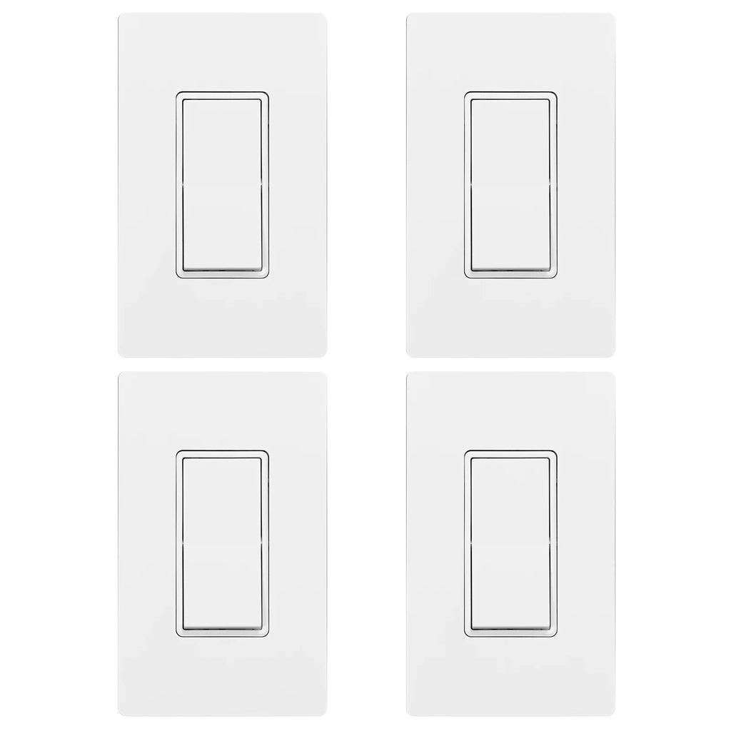 MOES [12 Pack] Paddle Rocker Light Switch, Single Pole On/Off 15Amp 120V, Glossy White Decorator, Self Grounding