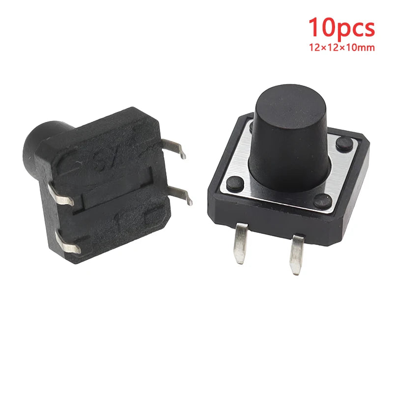 10pcs 12x12 Tact Switch Vertical 12*12*4.3/4.5/5/6/7/8/9/10/11/12/13mm Micro 4Pin Self-Reset Electronic Push Button Interruptor