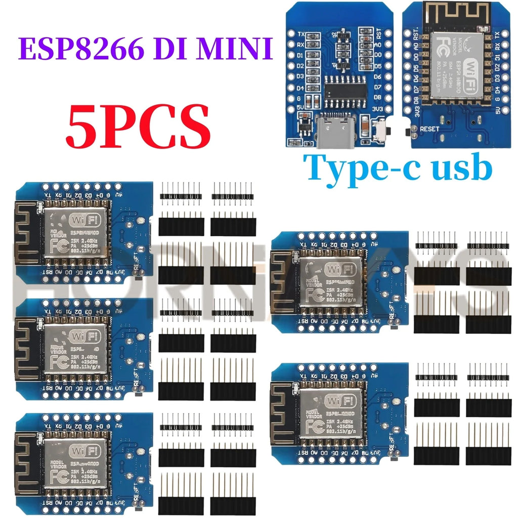 1-10PCS/WeMos D1 Mini TYPE-C/Micro USB ESP8266 ESP-12F CH340G V2 Module WiFi D1 Mini Development Board 3.3V With Pin For Arduino
