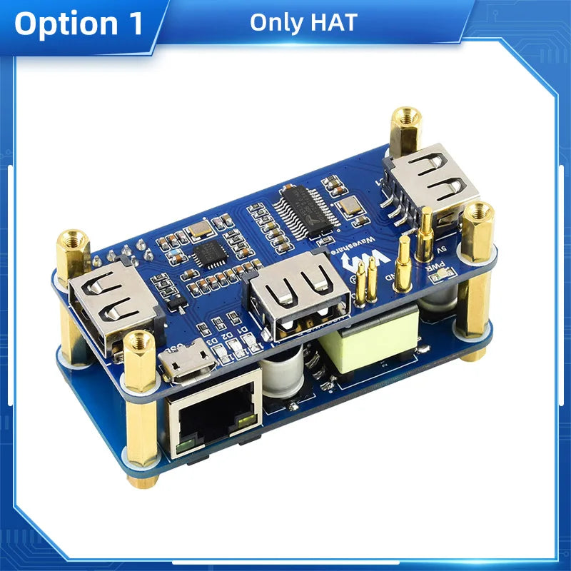 Raspberry Pi PoE Ethernet USB HUB HAT 3 X USB 2.0 Ports RJ45 802.3af RTL8152B Compatible for Raspberry Pi Zero W WH 1.3