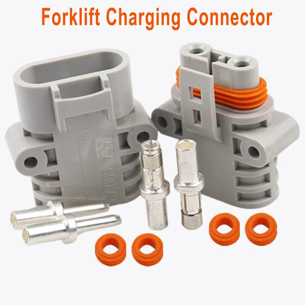 Pair Of FOR Anderson 50 Amp 600V 6 Grey Forklift Cable Power Connectors Good Electrical Conductivity Easy To Connect Tool