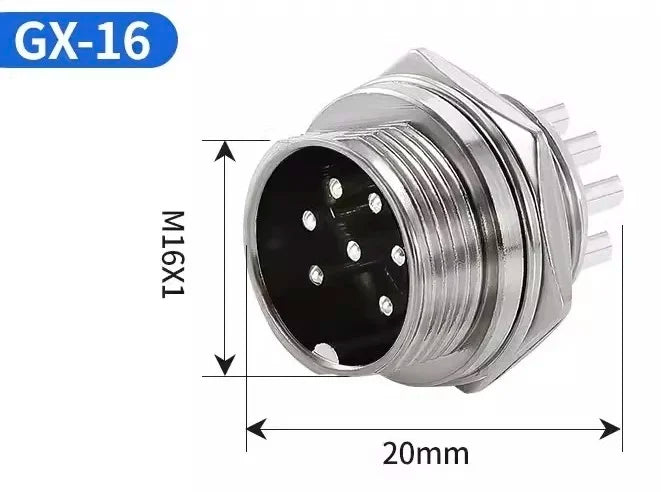 90 Degree Right Angle GX16 Aviation Connector, 2‑8 Pin L‑Shape Male Female Circular Plug Socket for Industrial Equipment