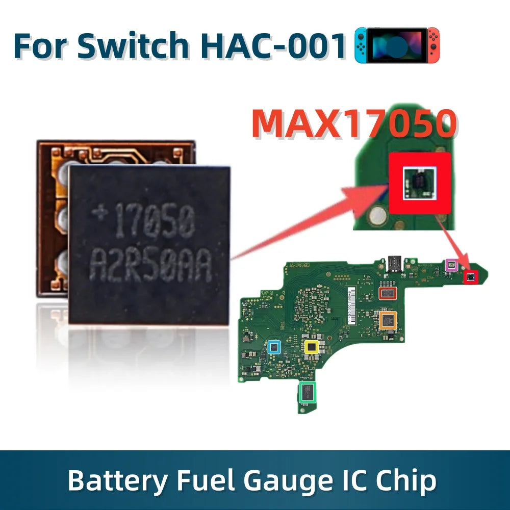 5pcs MAX17050 Battery Fuel Gauge IC Chip Maxim MAX 17050X BGA Replacement for Nintendo Switch HAC-001 Console Motherboard