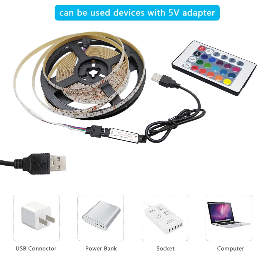 Usb Led Strip 5V 5050 Smart Led Light For Wall Room Bluetooth Wifi Alexa 15 20 Meter Rgb Tape Tv Backlight Led Ribbon Band Luces