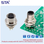 M12 Sensor Waterproof Circular Connector Panel Mount Bulkhead Installation Metal Male Female PCB Socket 2 3 4 5 6 8 12 17pin