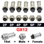 5Pcs GX12 Connector Nut Type 2/3/4/5/6/7 Pin Male Female 12mm Circular Aviation Connector Plug Panel Mount Socket Plug