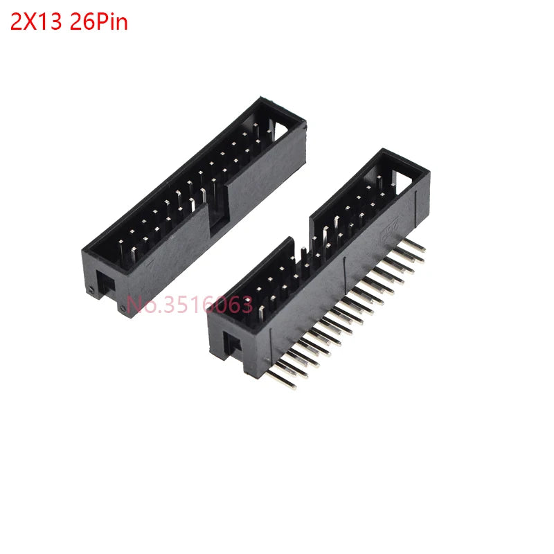 5/10Pcs Right Angle 6/10/20/26/34/40 Pin 2.54mm Pitch Male Socket Idc Box Header Pcb Connector Double Row 10p/20p/40p Dc3 Header
