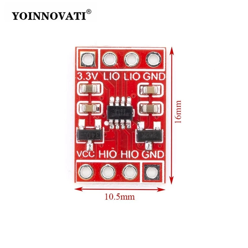 Bi-Directional Logic Level Shifter Module 5V 3.3V 2 Channel, for I2C UART TTL Serial, Reverse Polarity Protection