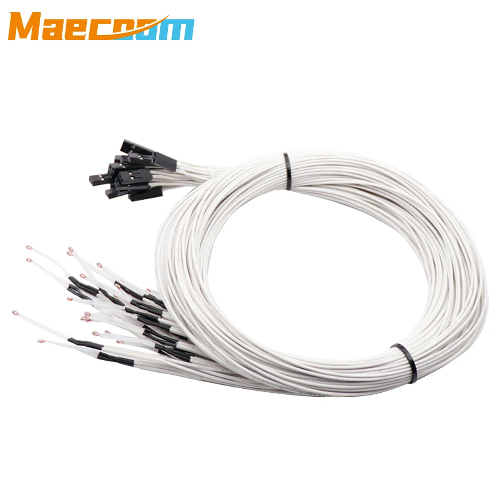 3D Printer Parts Thermistor NTC Temperature Sensor 3950 1% Line100&150cm 100K with XH2.54 Dupont Terminal 2P Connector Terminal
