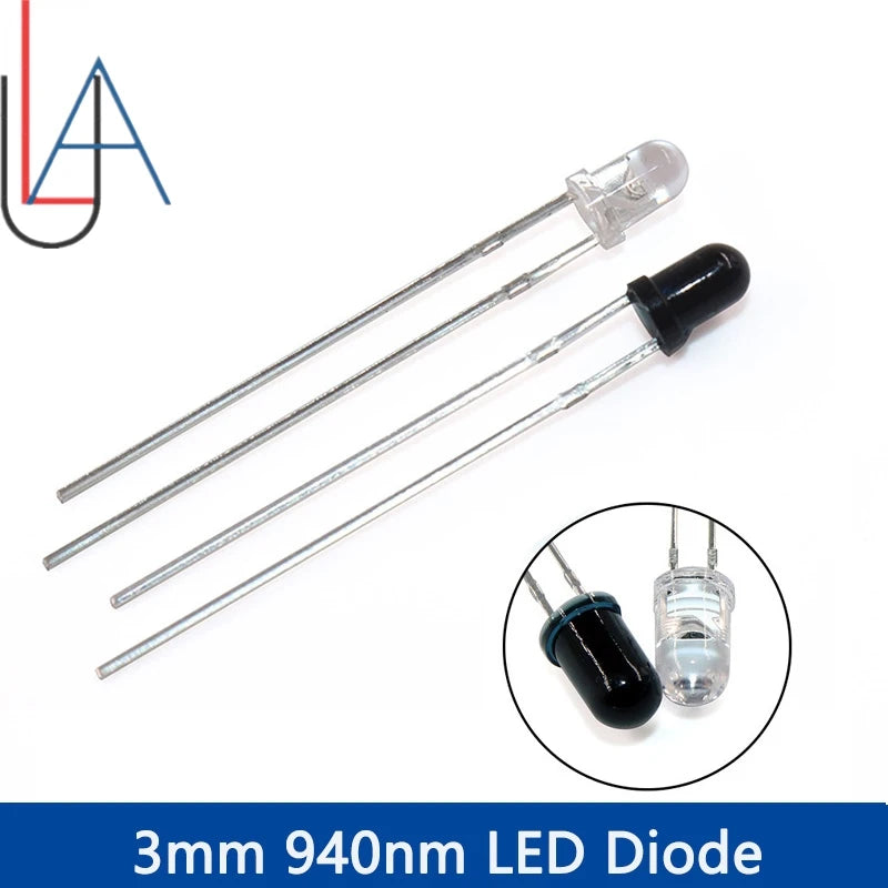 LAUBEI 20pcs/Set - 3mm & 5mm 940nm Infrared LEDs and IR Receivers Kit - for Remote Control Applications