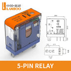 LANBOO J13A 12A/8A 12VDC/24VDC/220VAC Micro Voltage Plug-in Universal Intermediate Relay 5Pin/8Pin Base Sold Separately