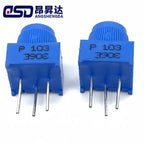 5PCS 3386P 10K 1k 2k 5k 10k 20k 50K 100K 200K 500K 1M Through Hole Trimmer Potentiometer Cermet Turn Top Adjustment