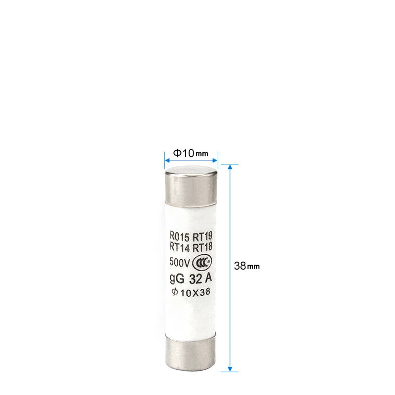 5/10Pcs 10*38 Fast Blow Ceramic Fuse 10x38mm Fuse 500V 1A 2A 3A 4A 5A 6A 8A 10A 16A 20A 25A 32A RO15 RT19 RT14 RT18