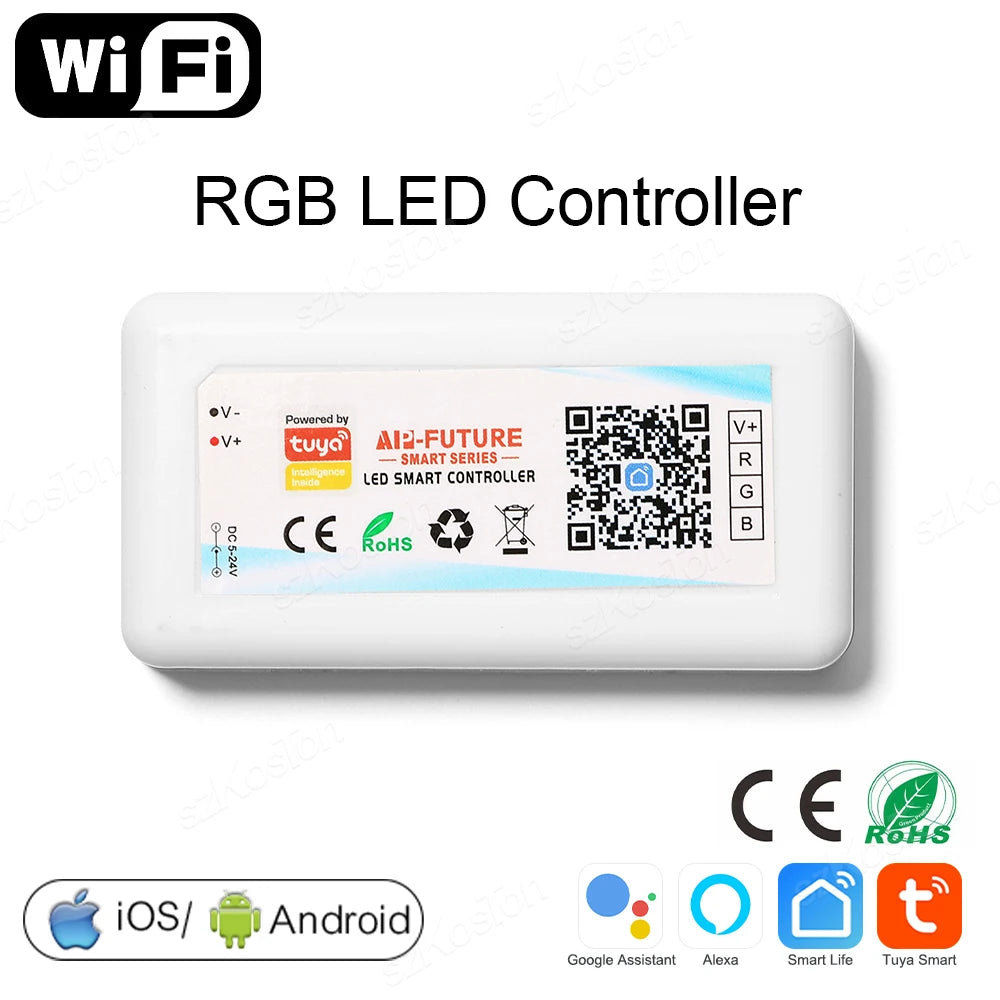 Tuya WiFi Smart LED Controller DC5-24V Single Color Dimmer CCT RGB RGBW RGBCCT LED Strip APP Remote Works with Alexa Google Home