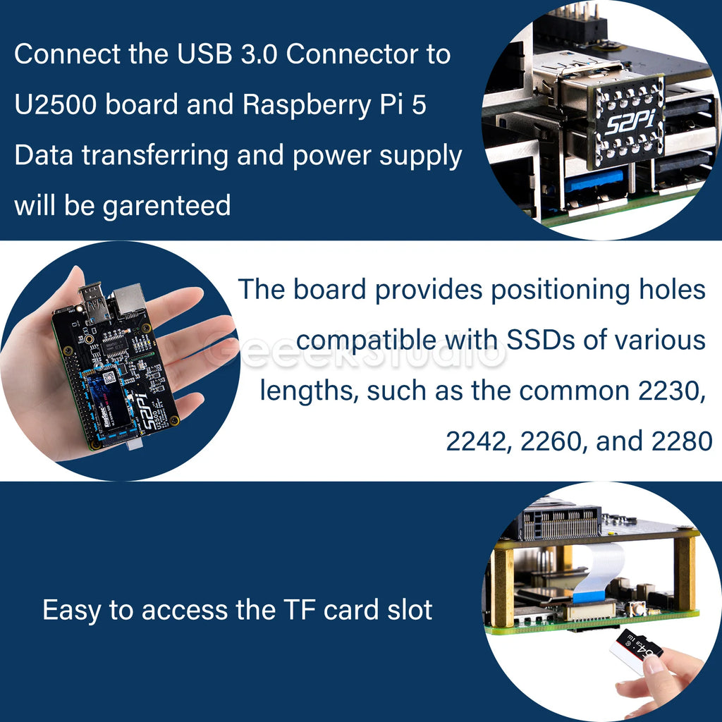 W01 U2500 USB 2.5G ethernet + NVME HAT for Raspberry Pi 5