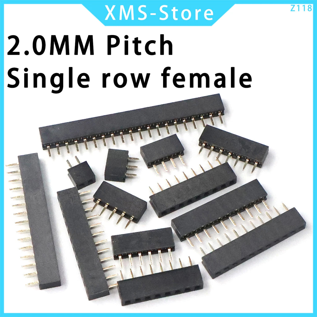 2.0mm Single Row Female 1x2/3/4/5/6/7/8/10/20/40 Pin Pin Header Connector 2mm Pitch Strip For Arduino PCB