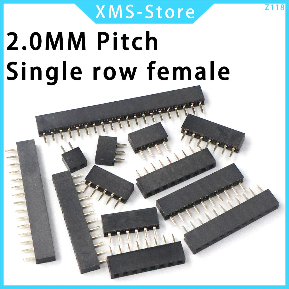 2.0mm Single Row Female 1x2/3/4/5/6/7/8/10/20/40 Pin Pin Header Connector 2mm Pitch Strip For Arduino PCB