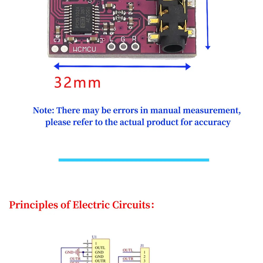 GY-PCM5102 I2S IIS Digital Audio DAC Decoder Board High Fidelity Lossless For MCU & Raspberry Pi